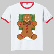 Gingerbread Man With Tartan Plaid Background