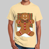 Gingerbread Man With Tartan Plaid Background